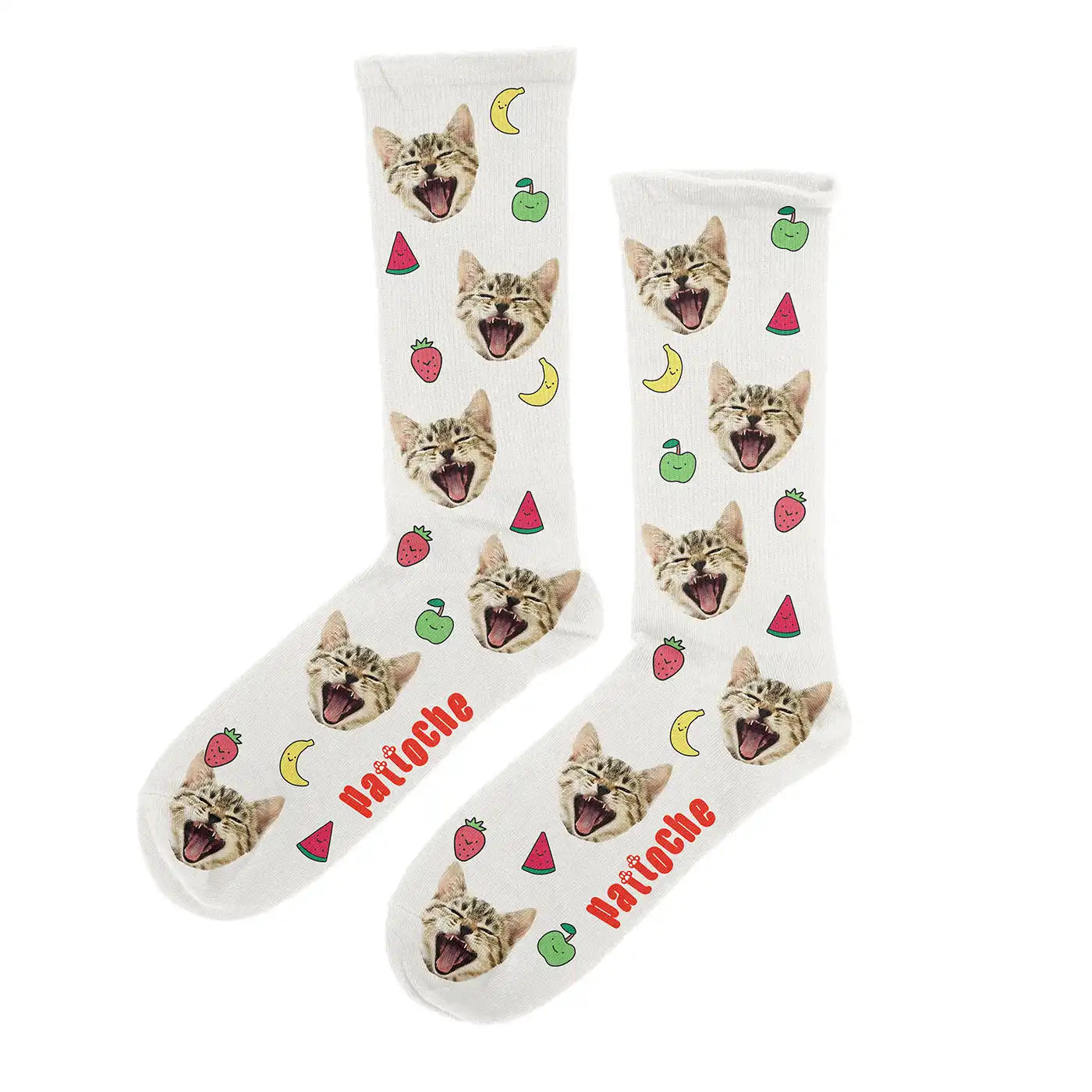 Chaussettes personnalisées fruits kawaii - chien & chat
