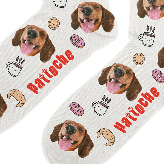 Chaussettes personnalisées café croissant - chien & chat