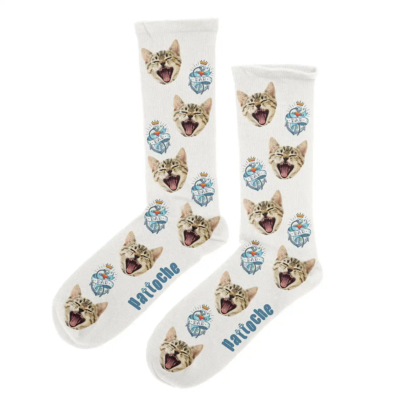 Chaussettes personnalisées Love Dad avec portrait de chat - cadeau fête des pères Pattoche