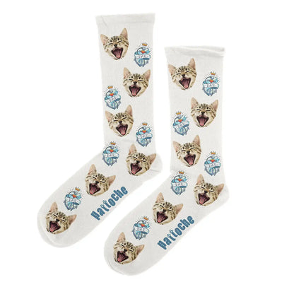 Chaussettes personnalisées Love Dad avec portrait de chat - cadeau fête des pères Pattoche