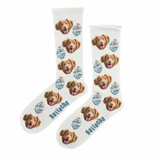 Chaussettes personnalisées Love Dad avec portrait de chien - cadeau fête des pères Pattoche