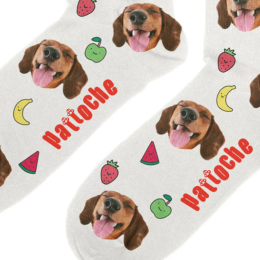 Chaussettes personnalisées fruits kawaii - chien & chat