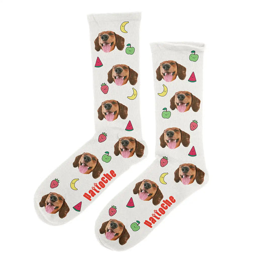 Chaussettes personnalisées fruits kawaii - chien & chat