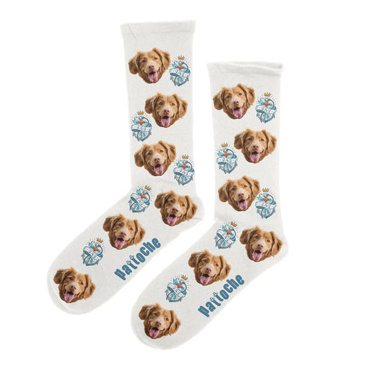 Chaussettes personnalisées Love Dad avec portrait de chien - cadeau fête des pères Pattoche