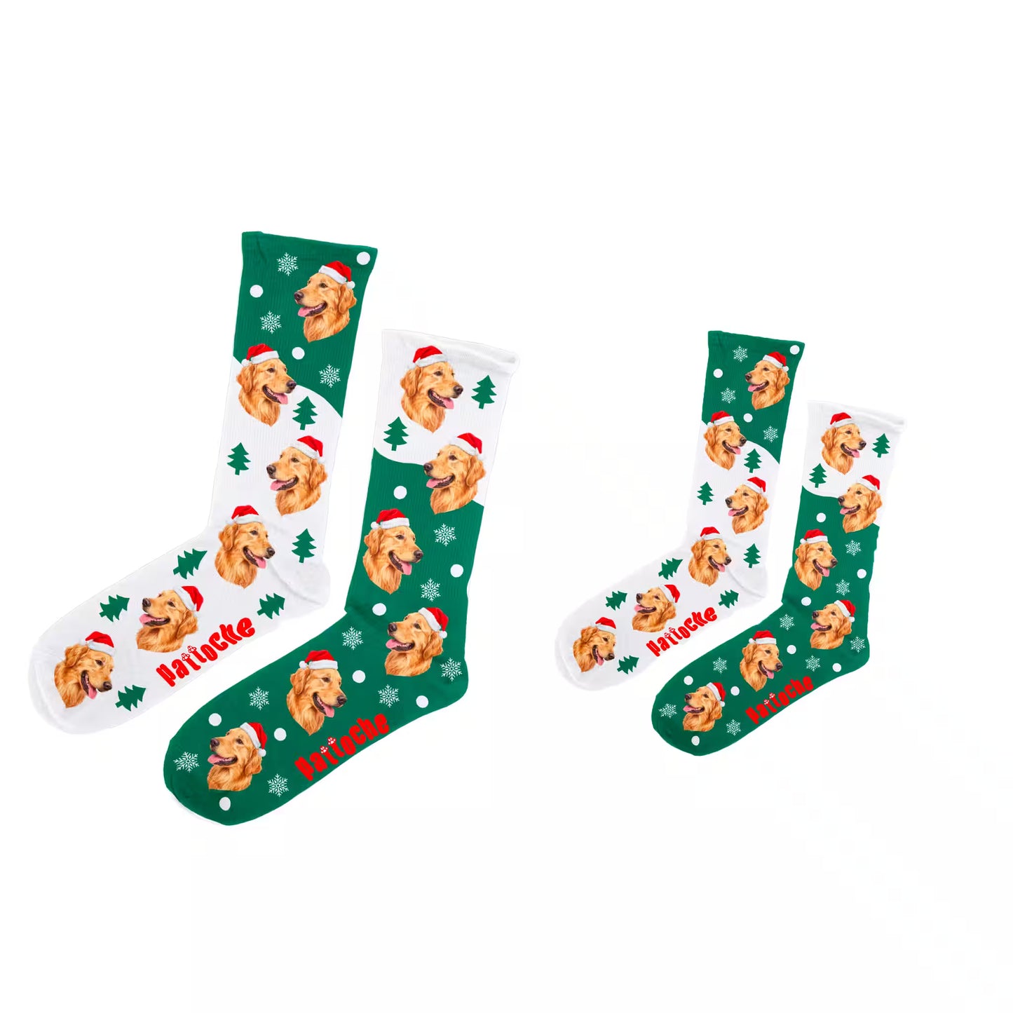 Pack Parent-Enfant 2 paires chaussettes de Noël personnalisées adulte et enfant - Pattoche
