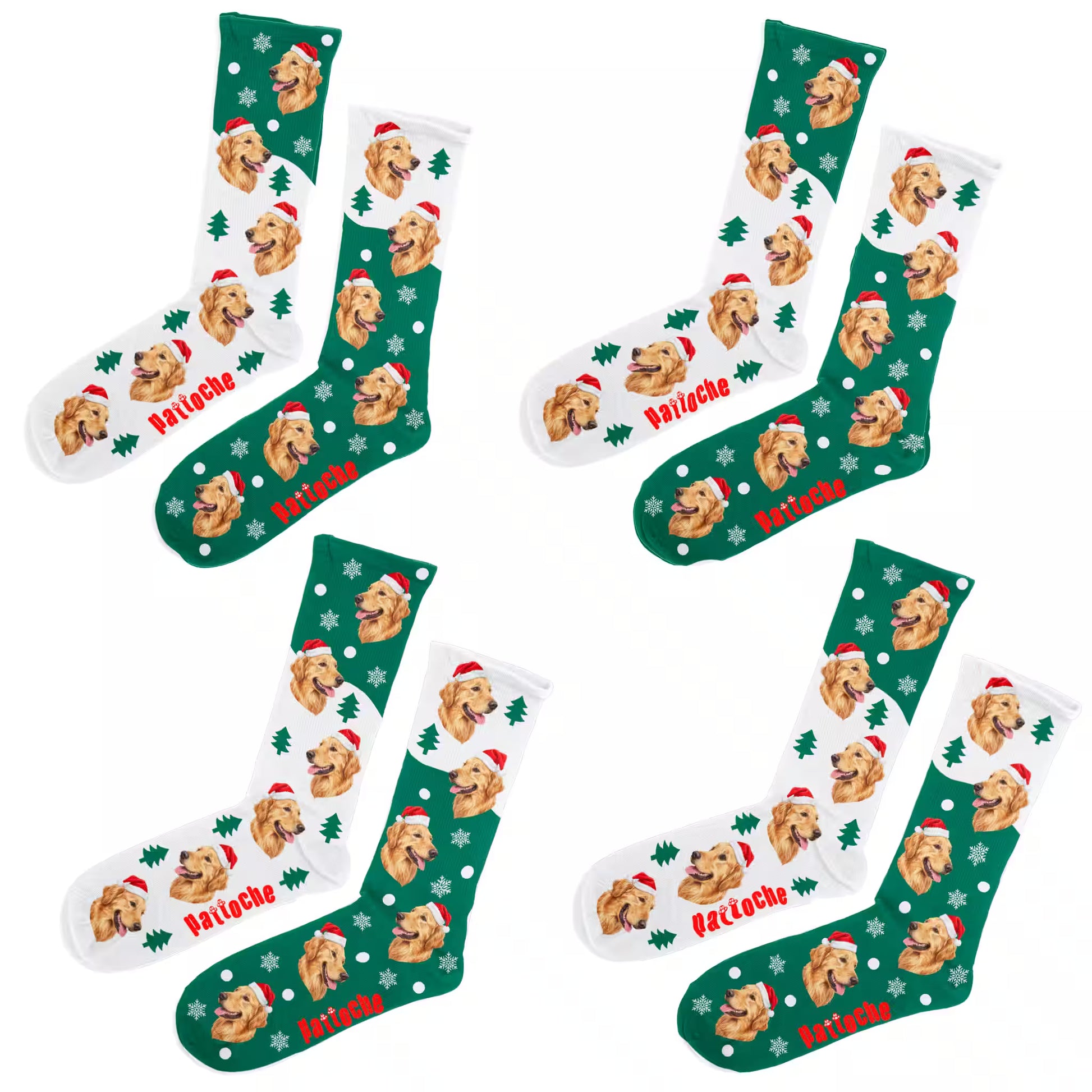 Pack Toute la Tribu 4 paires chaussettes de Noël personnalisées - Pattoche